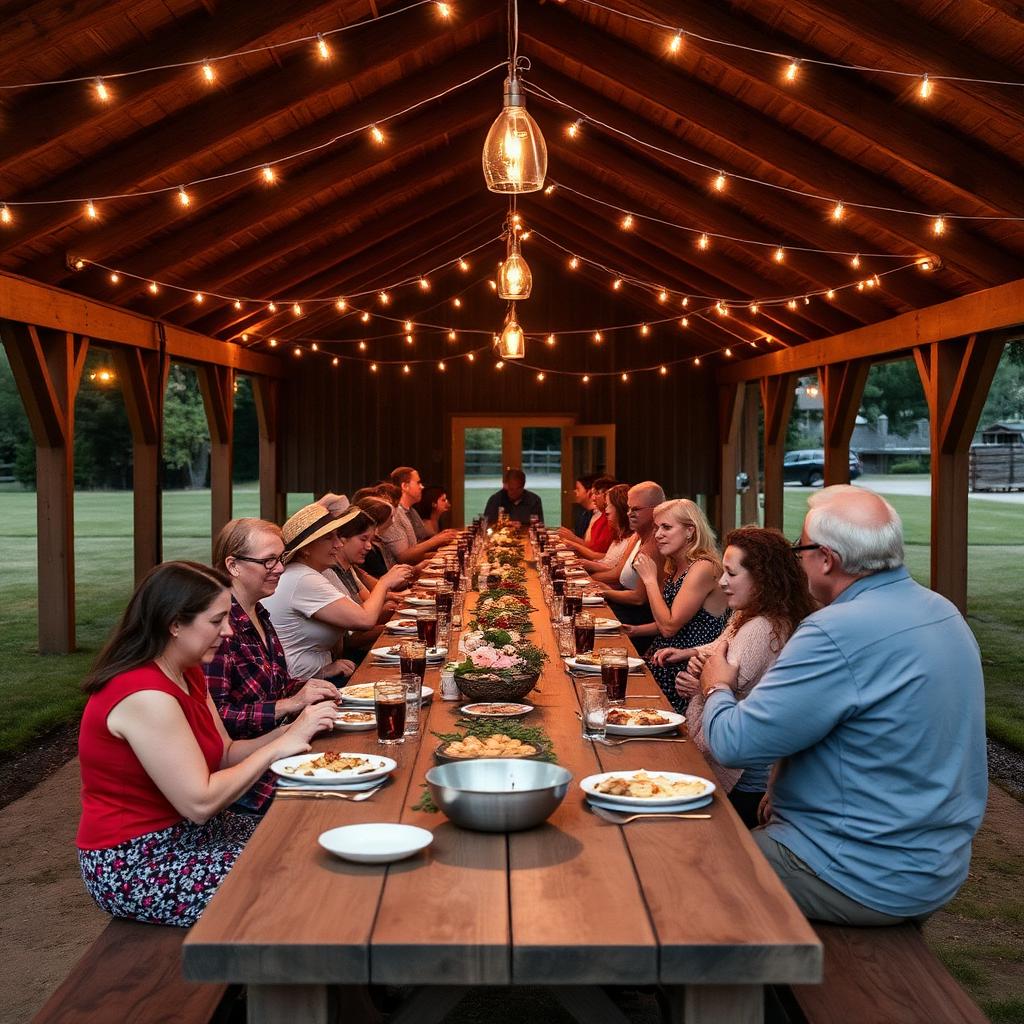 Neighbors sharing a long-table supper - placeholder