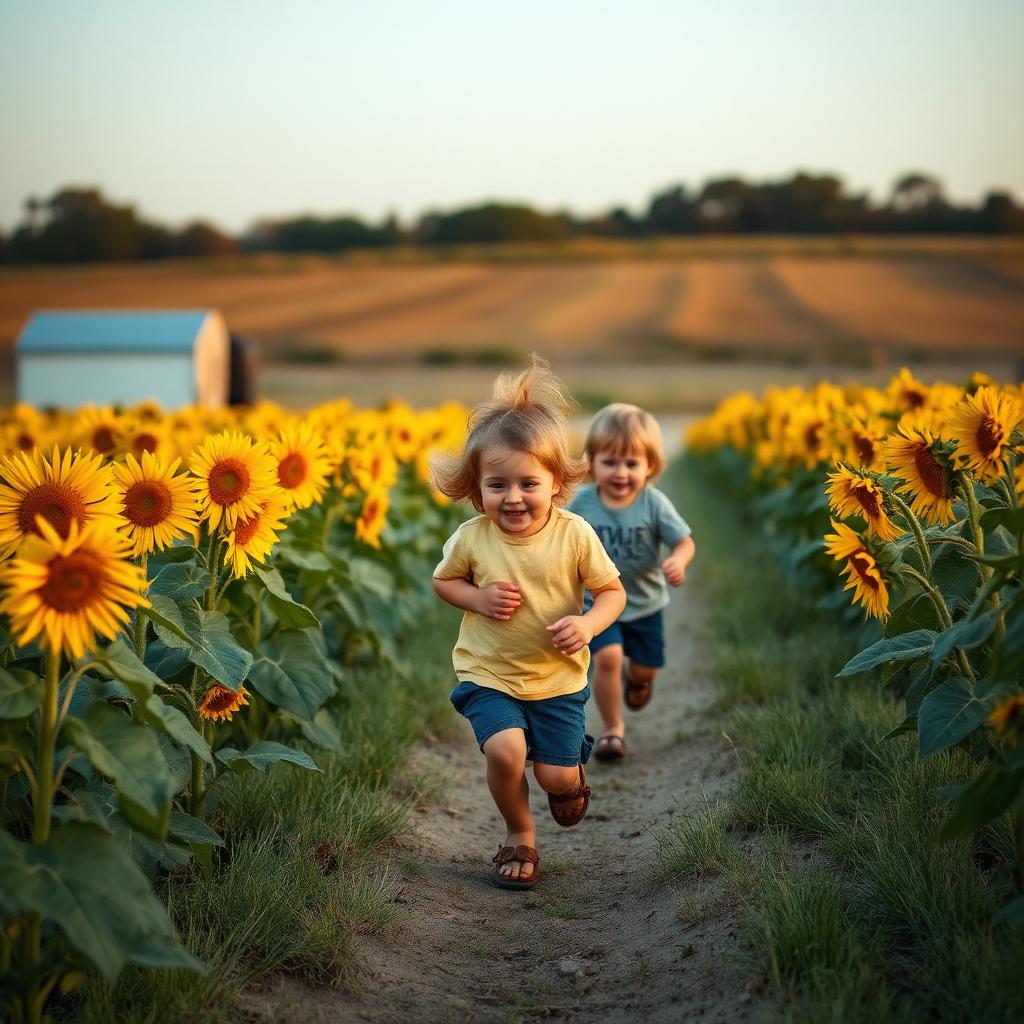 Kids in the sunflower field - placeholder