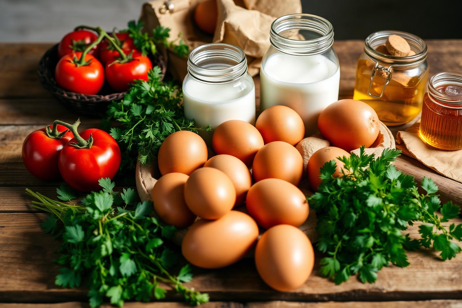 Fresh farm-sourced food on the table